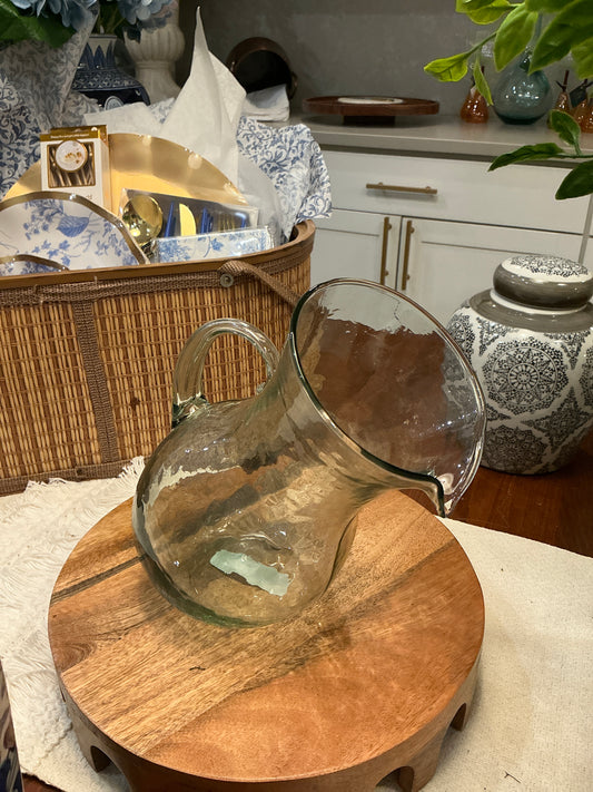 SMALL GLASS TILTED PITCHER