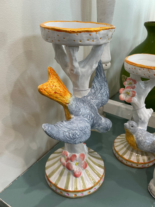 Bird on Candle Holders Large