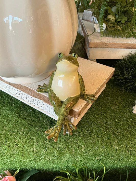 GRN 6.5" RESIN FROG SITTER 2/AST