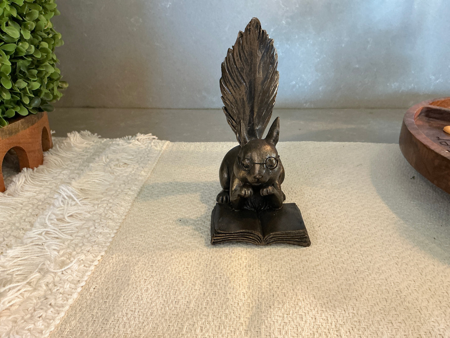 Squirrel Reading 6"H Resin