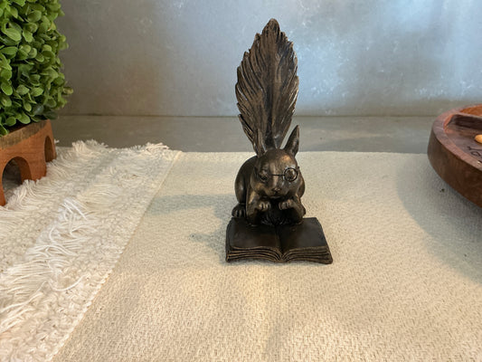 Squirrel Reading 6"H Resin