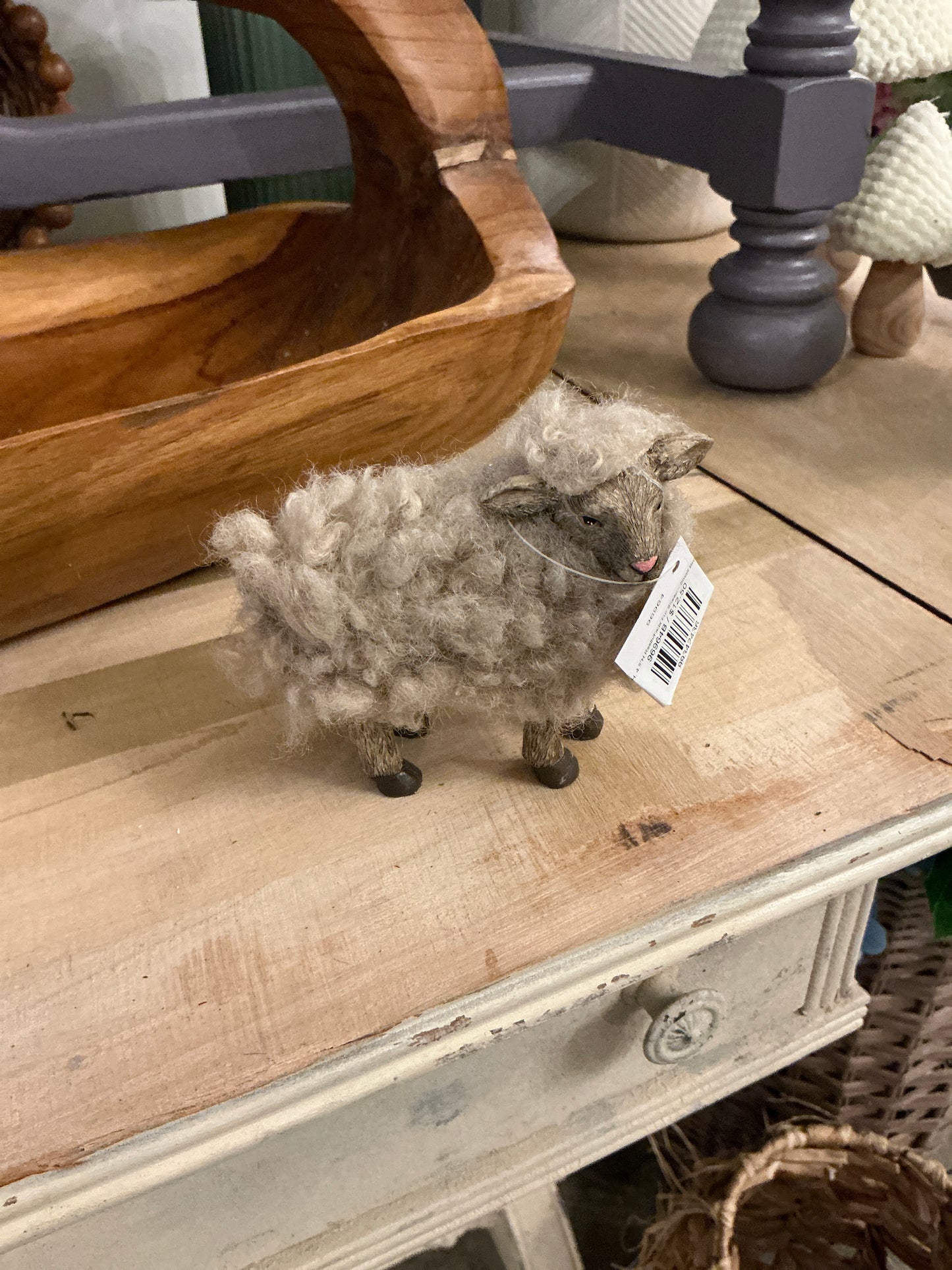 4"H, 4.5"H Resin/Faux Fur Sheep - Small Brown