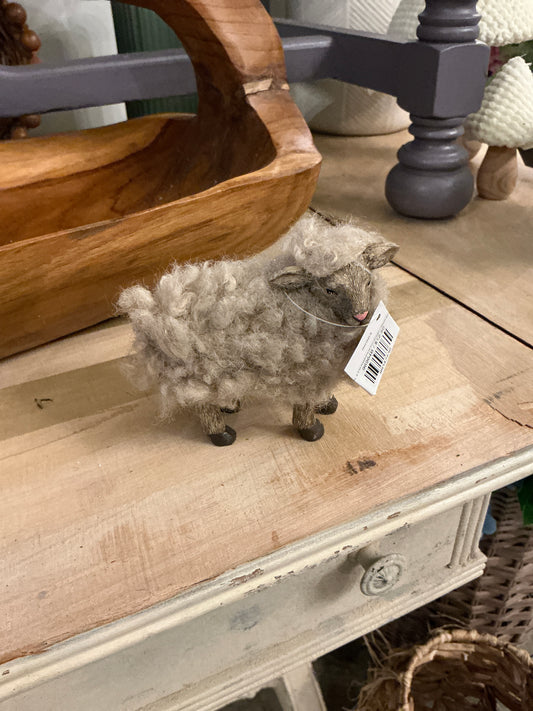 4"H, 4.5"H Resin/Faux Fur Sheep - Small Brown