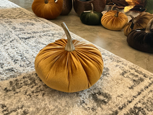 Small Plush Velvet Pumpkin - Orange