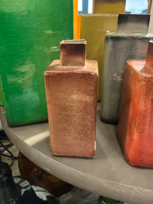 PAINTED METAL VASES - S