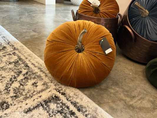 Large Plush Velvet Pumpkin - Orange