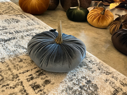 Small Plush Velvet Pumpkin - Blue