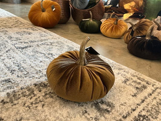 Small Plush Velvet Pumpkin - Light Brown