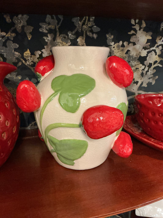 SMALL CERAMIC STRAWBERRIES VASE