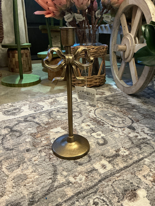 Bow Taper Candle Holder 10"H Iron - Tall