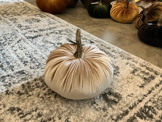 Small Plush Velvet Pumpkin - Cream