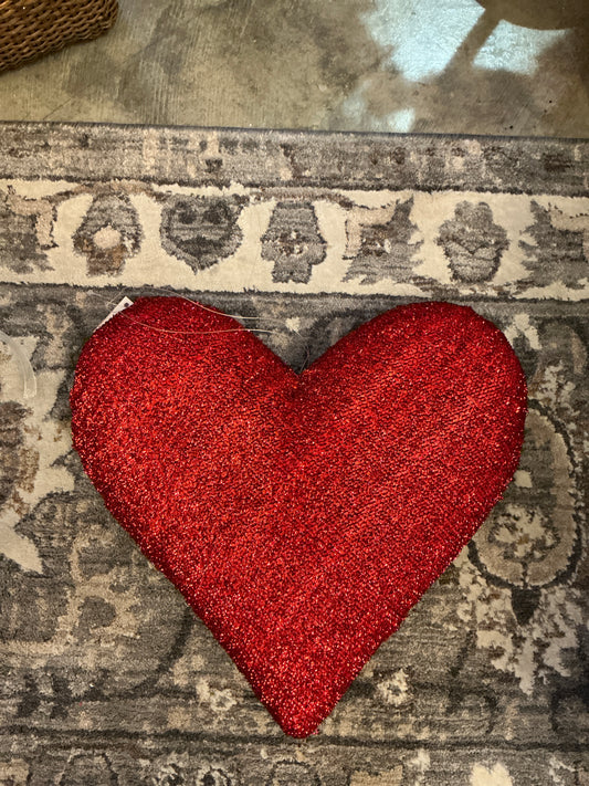 Medium Hanging Red Heart Clear Loop