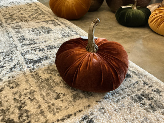 Small Plush Velvet Pumpkin - Burgundy