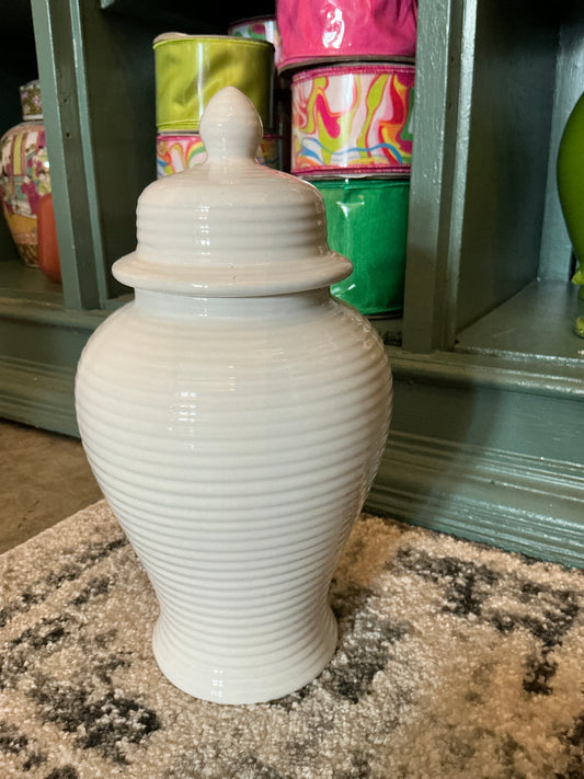 10.5" White Ginger Jar