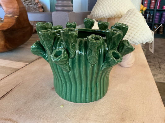 5.5"D x 5"H Stoneware Container w/Floral