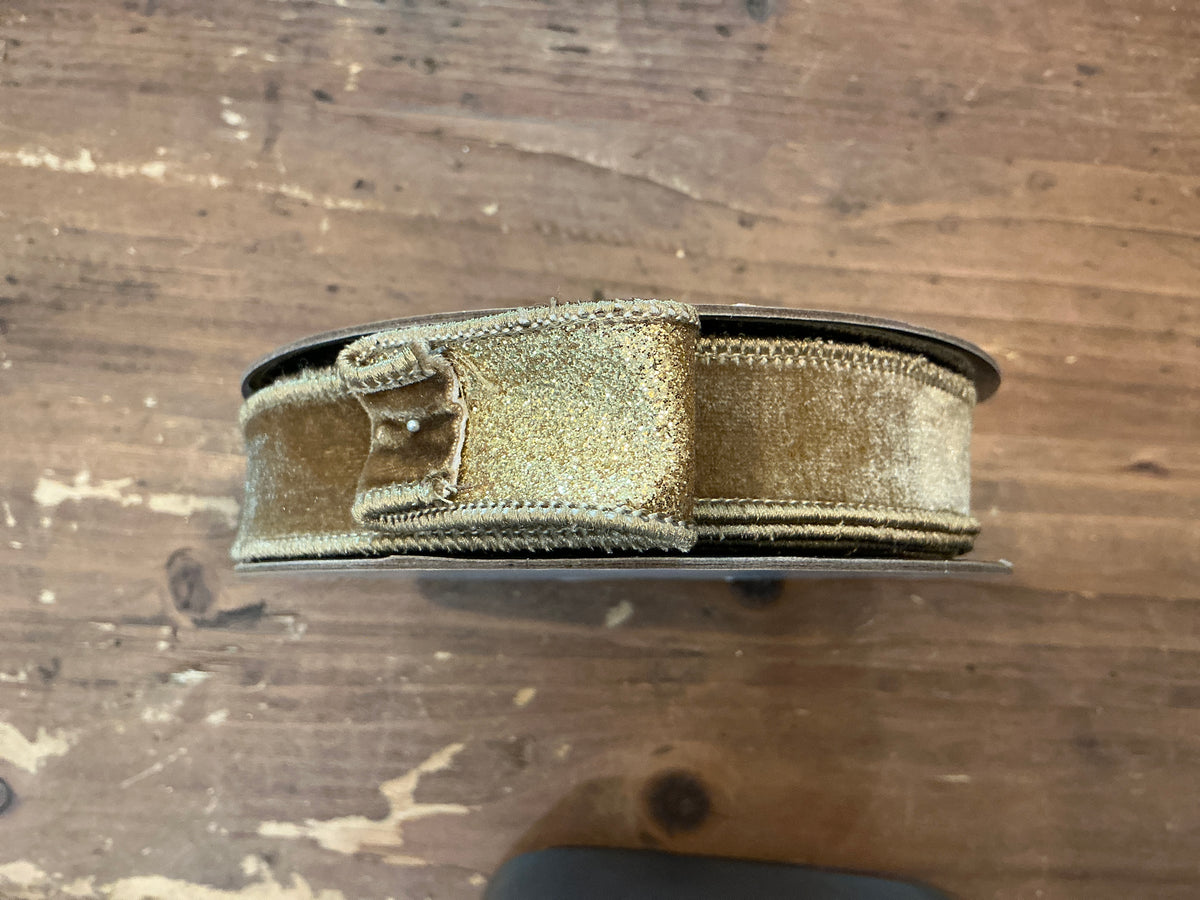 Taupe w/Glitter Back 1”x 10Y Ribbon