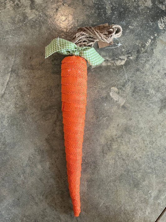 Carrot Hanging Jute Green Bow - MED