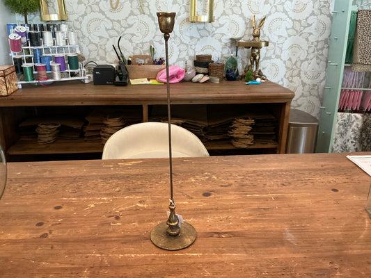 TALL ANTIQUE BRASS TAPER CANDLE HOLDER