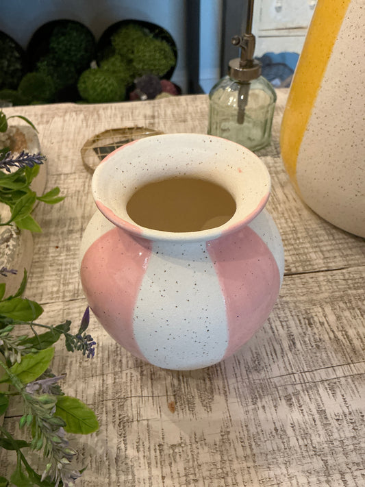 CERAMIC COLORED STRIPED VASES - Small Pink