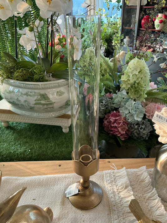 16.25" Gold Scalloped Hurricane Candlestick