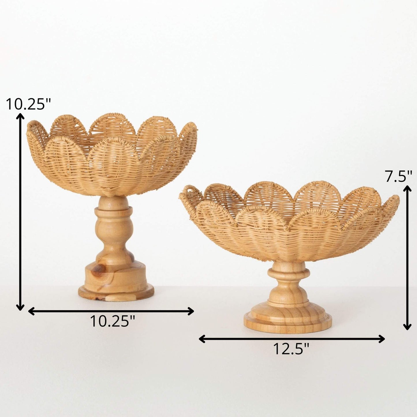 WOVEN WOOD TRAY on Pedestal