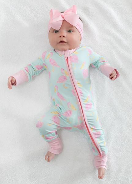 Pink Pelican Zipper Onesie