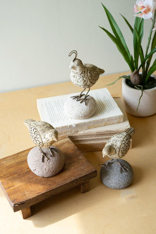 Clay Quail on River Rock