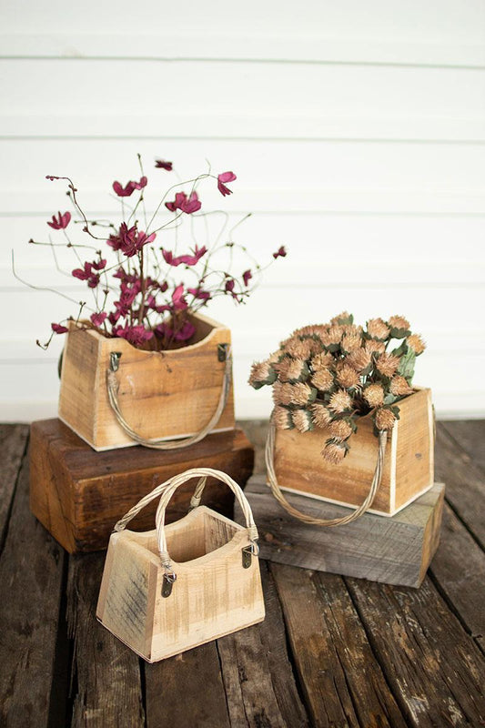 Wooden Handbag Planters