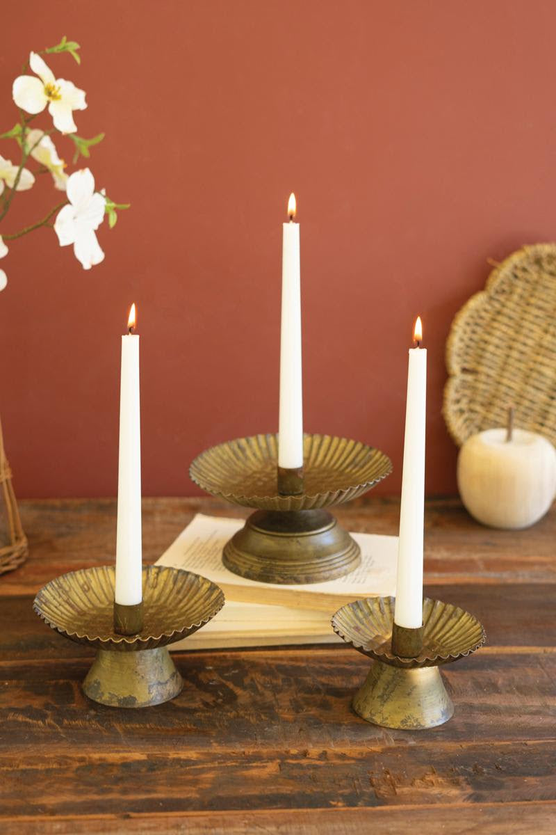 Taper Candleholder With Fluted Bases - set of 3