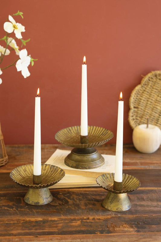 Taper Candleholder With Fluted Bases - set of 3